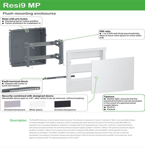 Schneider Enclosure Resi9 MP Flush Mounting 3 Rows Of 12 Modules IP40