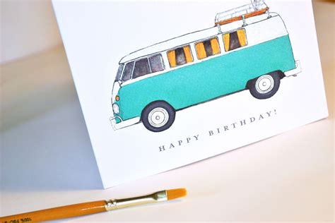 Vw Campervan Birthday Card Personalised Campervan Card Etsy Uk