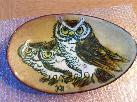 RARE CHELSEA POTTERY OWL PLATTER By JOYCE MORGAN 1950 S STUNNING