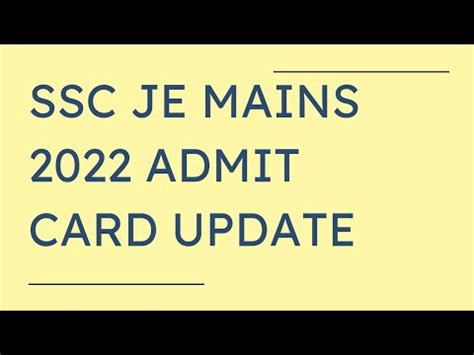 SCC Je Mains 2022 Admit Card Updated WR And Mpr Region Uploaded YouTube