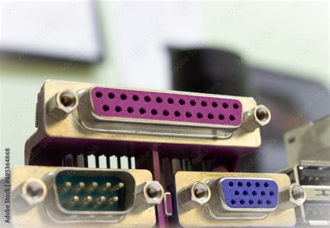 LPT port. PC parallel port interface. Peripheral communication of ...