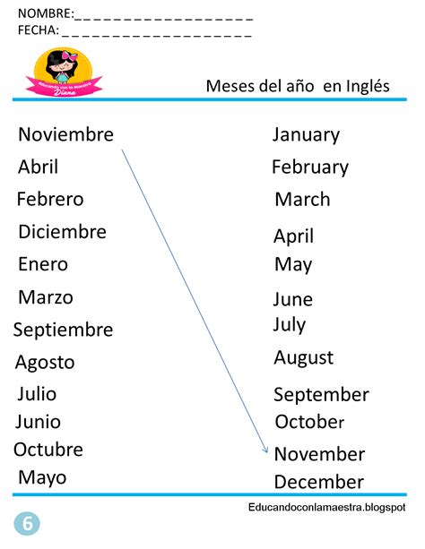 Educando Con La Maestra Dias De Las Semana Y Meses En Ingles Fichas