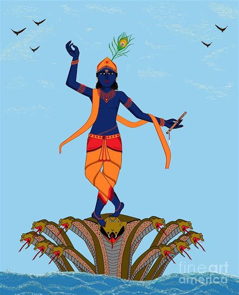 Krishna Dancing On Kaliya Painting By Pratyasha Nithin