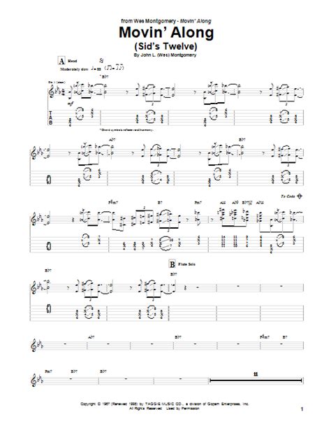 Wes Montgomery Unit Sheet Music Notes Chords Download Printable Guitar