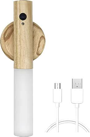 LANMOU Lampada Da Parete Legno Ricaricabile USB Con Rilevatore Di