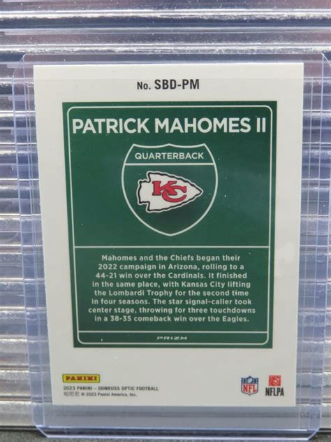 2023 Donruss Optic Patrick Mahomes II Super Bowl Downtown SSP Prizm PM