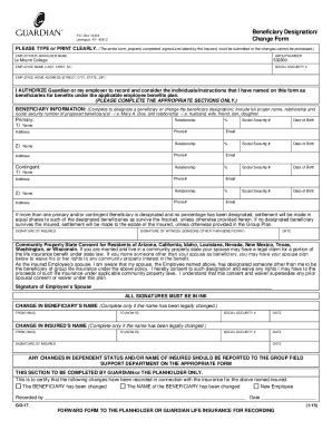 Fillable Online Beneficiary Designation Change Form Fax Email Print