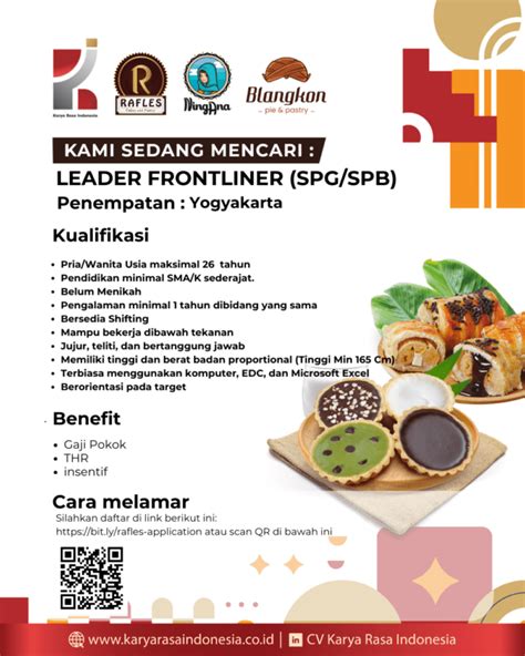 Lowongan Kerja Leader Frontliner Di CV Karya Rasa Indonesia