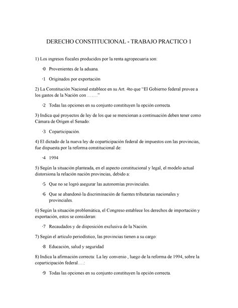 Derecho Constitucional Tp1 Derecho Constitucional Trabajo Practico 1 Los Ingresos Fiscales