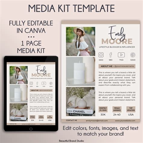 Media Kit Template Canva Influencer Rate Sheet Blog Media Etsy