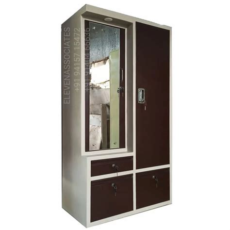 2 Door With Locker Maroon Modular Steel Almirah 8 Shelves With Mirror