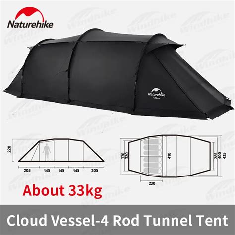 Naturehike New Cloud Vessel Black Rod Tunnel Tent D T Fabric