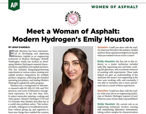 Asphaltpro Magazine Meet A Woman Of Asphalt Modern Hydrogens