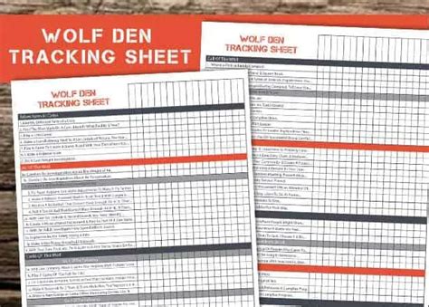 Wolf Den Tracking Worksheet Free Printable Ultimate Scouts