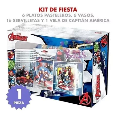 Avengers Pack Kit P 6 Fiesta Platos Vasos Servilleta Velita En Venta En