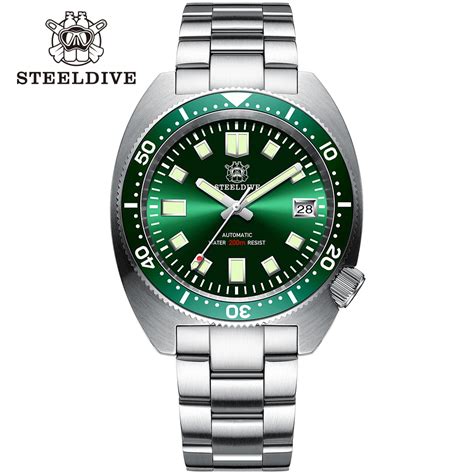 Steeldive 42mm Magro Abalone Masculino Mergulho Mecânico Relógio De