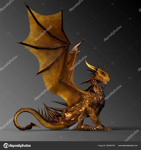 Golden Fantasy Dragon Sitting Stock Photo By ©ravven 264883748