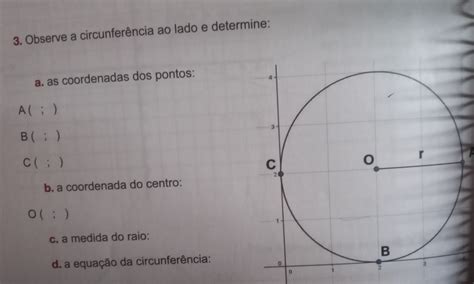 Solved Observe A Circunfer Ncia Ao Lado E Determ A As Coordenadas