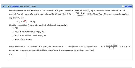 Solved Determine Whether The Mean Value Theorem Can Be