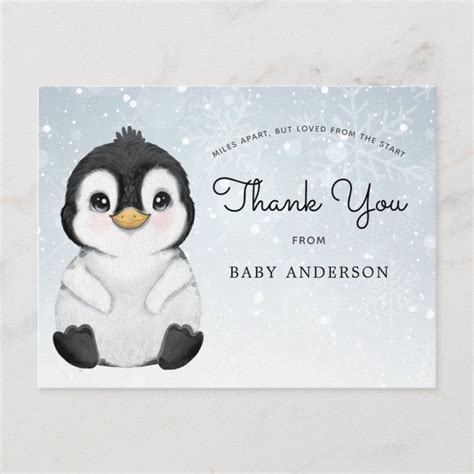 Penguin Baby Shower By Mail Thank You Postcard Zazzle In 2024