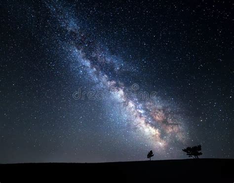 Milky Way. Beautiful Summer Night Sky With Stars In Crimea Stock Photo ...