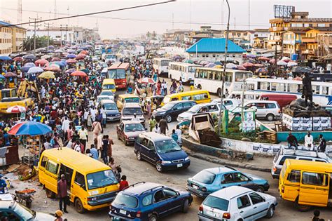 Busy Streets Of African Town Lagos Nigeria Stock Photo Download Image