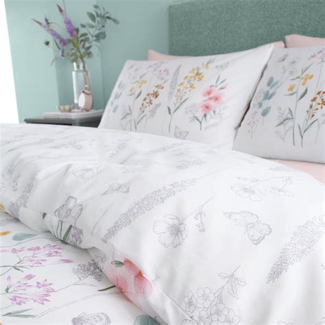 White Green Catherine Lansfield Emilia Floral Duvet Cover Bedding Set Terrys