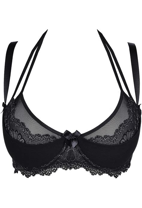Neckholder BH Mit Winzigen Schleifchen Schwarz Queensize BHs Heben Club Hot Fashion