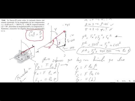 2 64 La fuerza F actúa sobre la ménsula dentro del octante mostrado