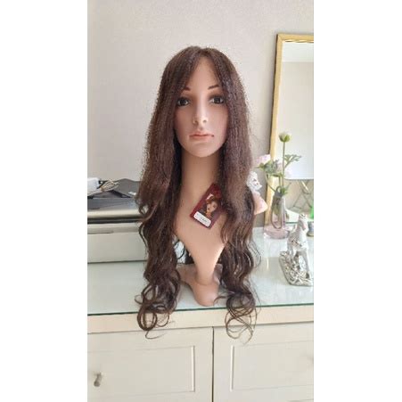 Jual Wig Rambut Asli Wig Human Hair Lurus Curly Panjang Coklat Natural