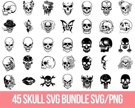 Skull Svg Bundle Sublimation Files Skull Silhouette Svg Etsy