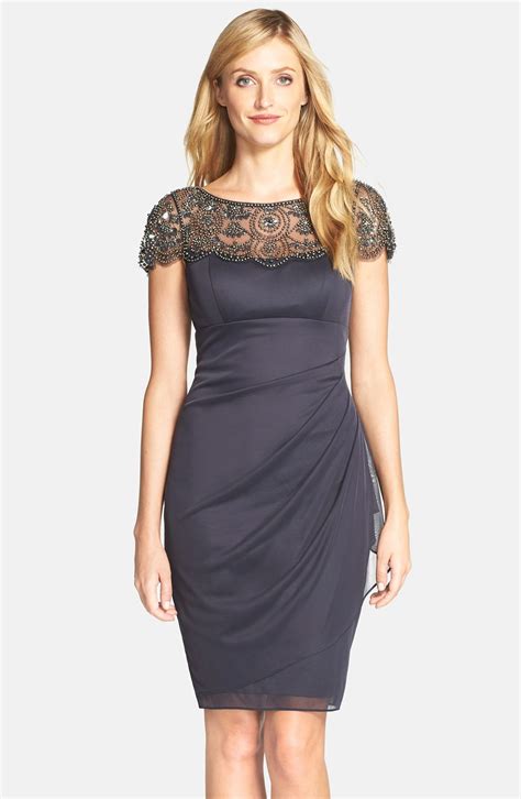 Xscape Beaded Side Ruched Cocktail Dress Regular And Petite Nordstrom