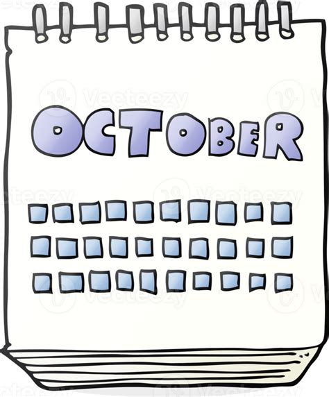 Cartoon Calendar Showing Month Of October 36472559 Png