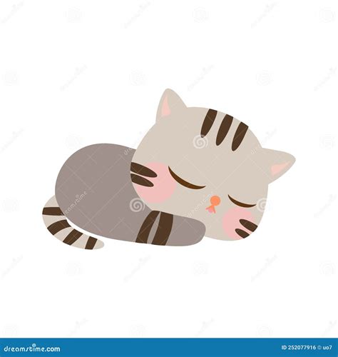 Dibujos Animados Adorables Icono De Un Bebé Gato. Gato Durmiendo En El ...