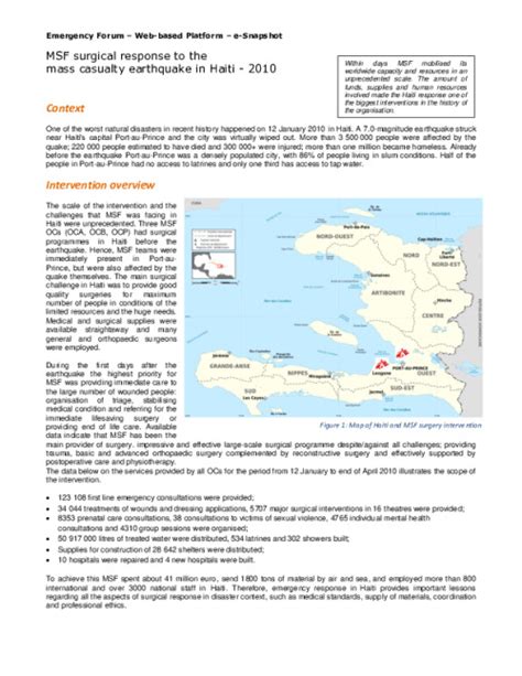 Emergency Snapshot Msf Surgical Response To The Mass Casualty