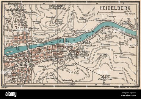 Heidelberg Vintage Town City Map Plan Germany 1933 Stock Photo Alamy