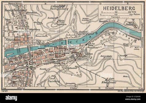 Heidelberg Vintage Town City Map Plan Germany 1933 Stock Photo Alamy