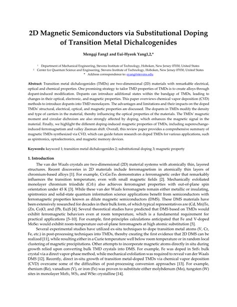 Pdf D Magnetic Semiconductors Via Substitutional Doping Of