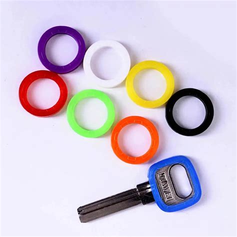 Newly 8pcs Bright Colors Hollow Silicone Key Cap Covers Topper Keyring