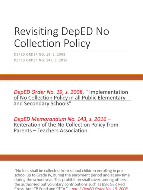 Revisiting Deped No Collection Policy Atty Iii 03022020113622 Pdf