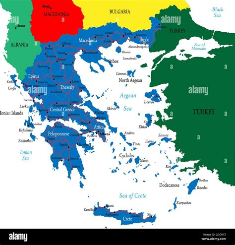 Mapa Vectorial Altamente Detallado De Grecia Con Regiones