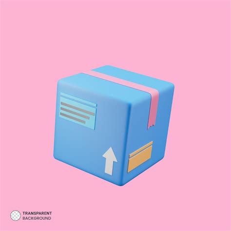 Icono de caja de cartón aislado 3d render ilustración Archivo PSD Gratis