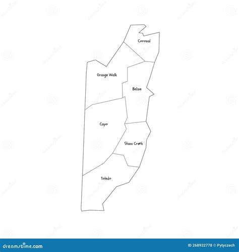 Belize Political Map Of Administrative Divisions Vector Illustration