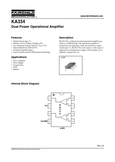 KA334 Datasheet PDF Dual Power Operational Amplifier