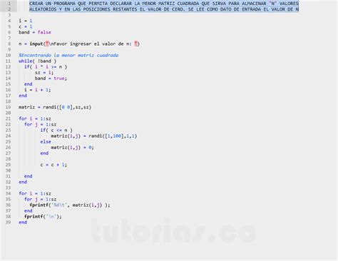 arrays matLab tamaño de matriz aleatoria Tutorias co