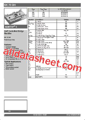 Sk Dh Datasheet Pdf Semikron International