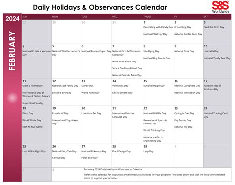 Printable February 2025 Calendar With Holidays And Observances Thomas