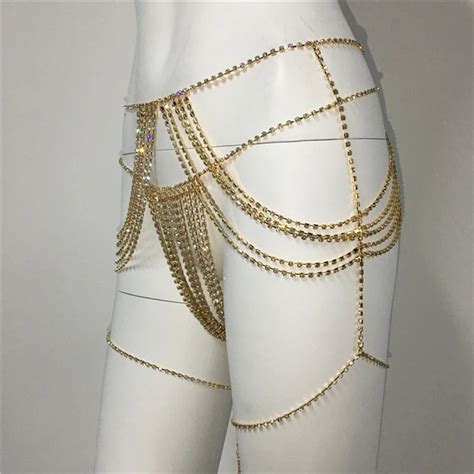 Sexy Rhinestone Nightclub Belly Dance Waist Body Chain Jewelry For