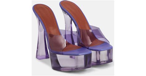 Amina Muaddi Dalida Glass Pvc Platform Mules In Purple Lyst