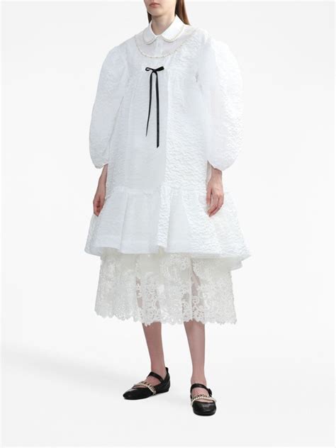 Simone Rocha Bow Embellished Puff Sleeve Minidress White FARFETCH UK